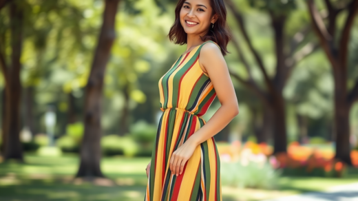 delphintravel.be | Comment porter une robe longue à rayures quand on est petite ?